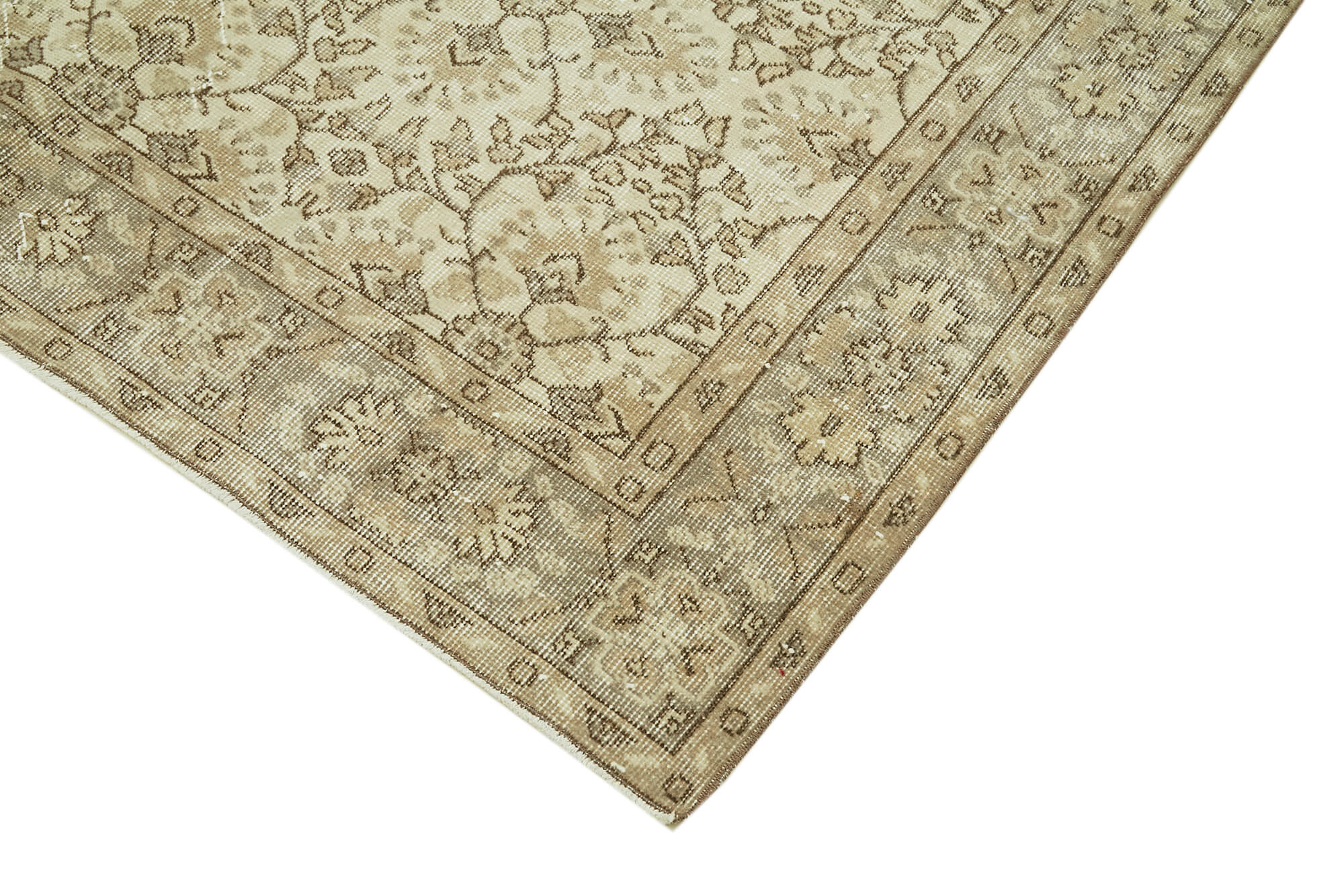 Handmade Wool Area Rug – Vintage Cotton Rug 5'6'' x 8'8'' Beige Classic Style