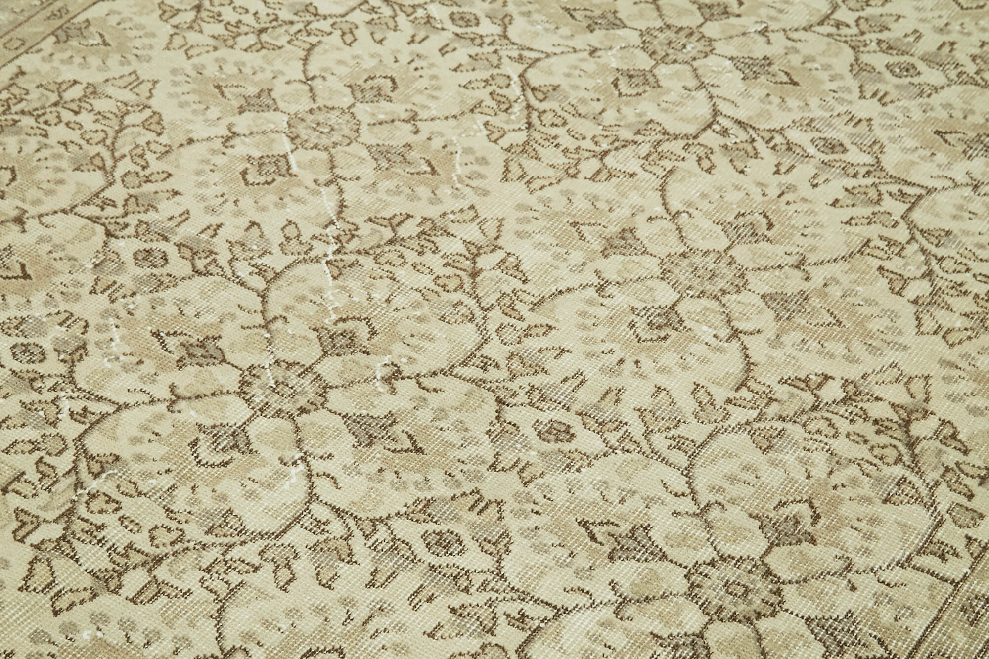 Handmade Wool Area Rug – Vintage Cotton Rug 5'6'' x 8'8'' Beige Classic Style