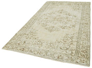 Handmade Wool Area Rug - Vintage Cotton Rug, Beige Neutral Color Carpet 5'0''x8'11''