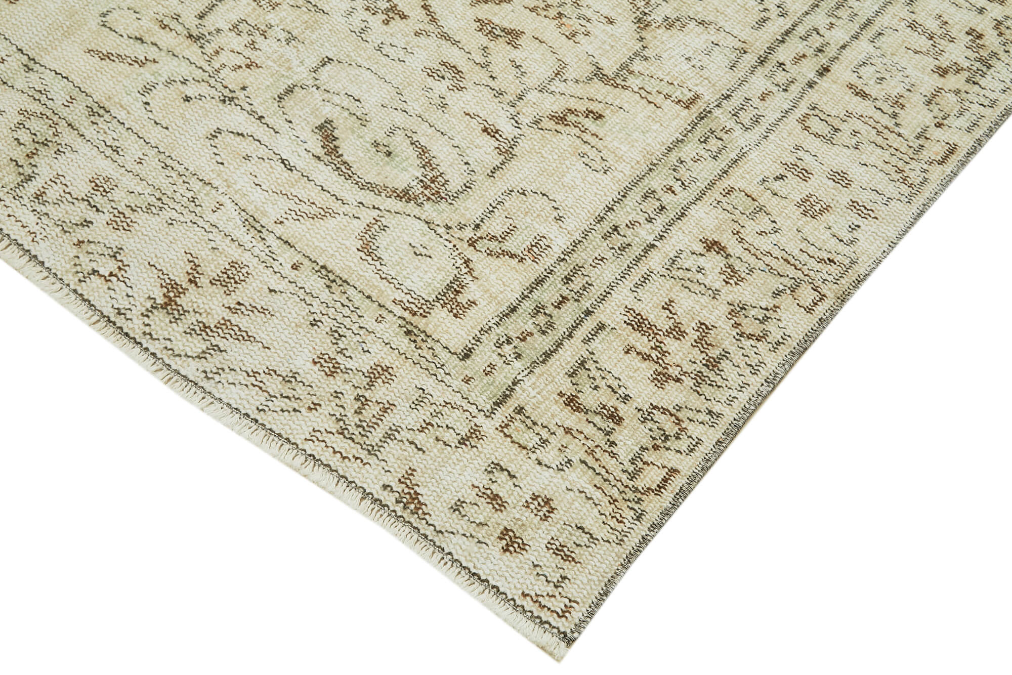 Handmade Wool Area Rug - Vintage Cotton Rug, Beige Neutral Color Carpet 5'0''x8'11''