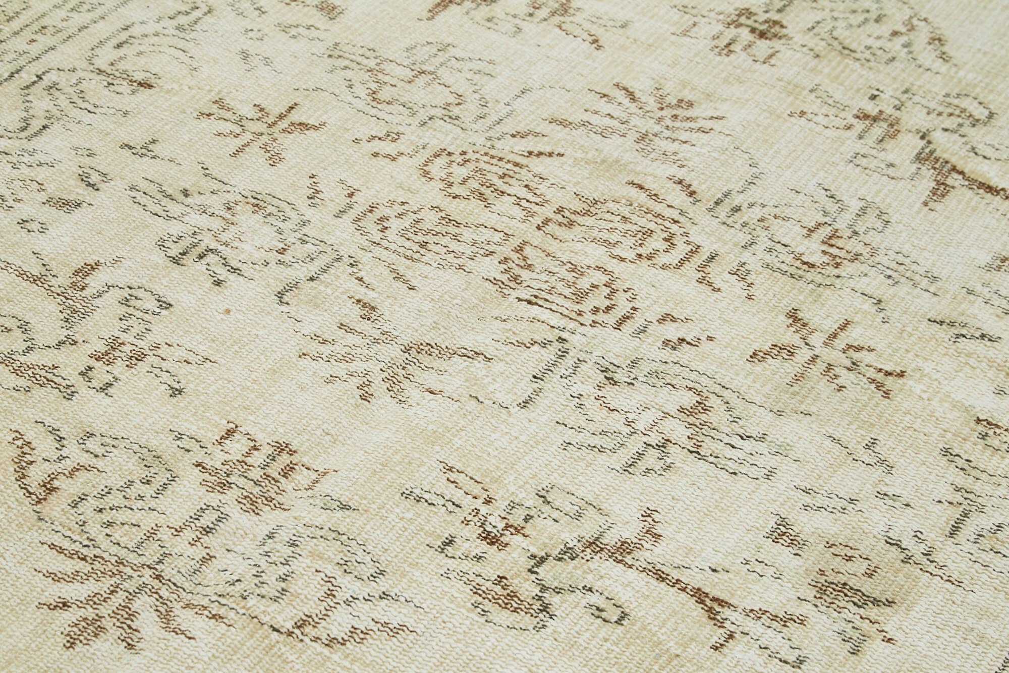 Handmade Wool Area Rug - Vintage Cotton Rug, Beige Neutral Color Carpet 5'0''x8'11''