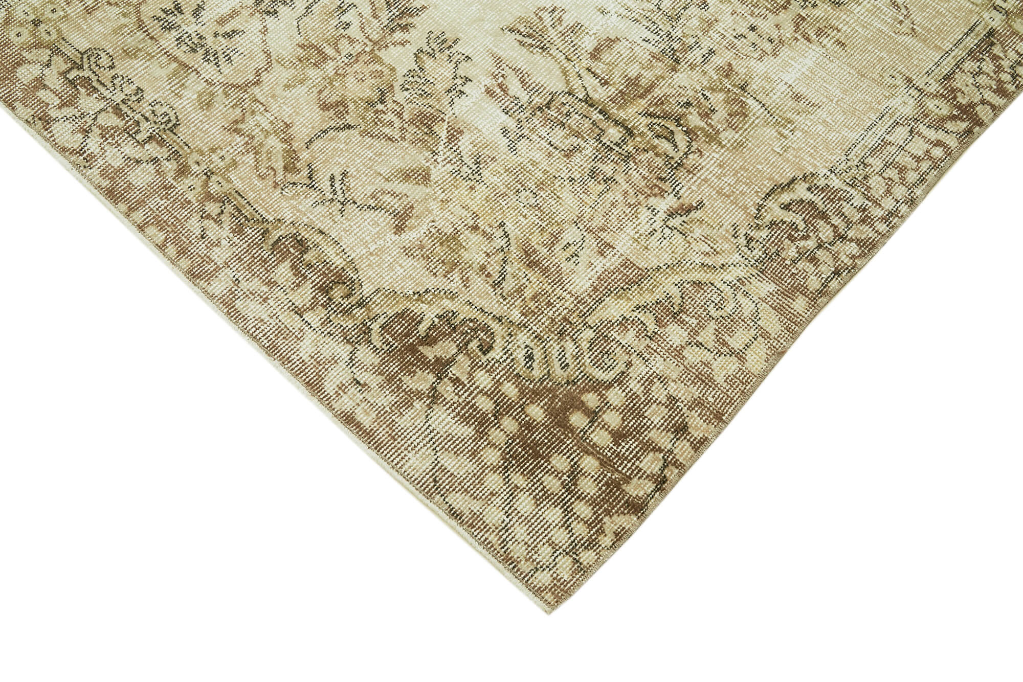 Handmade Vintage Area Rug – Beige Wool Rug, Soft Cotton Floor Carpet 5'5''x8'0''