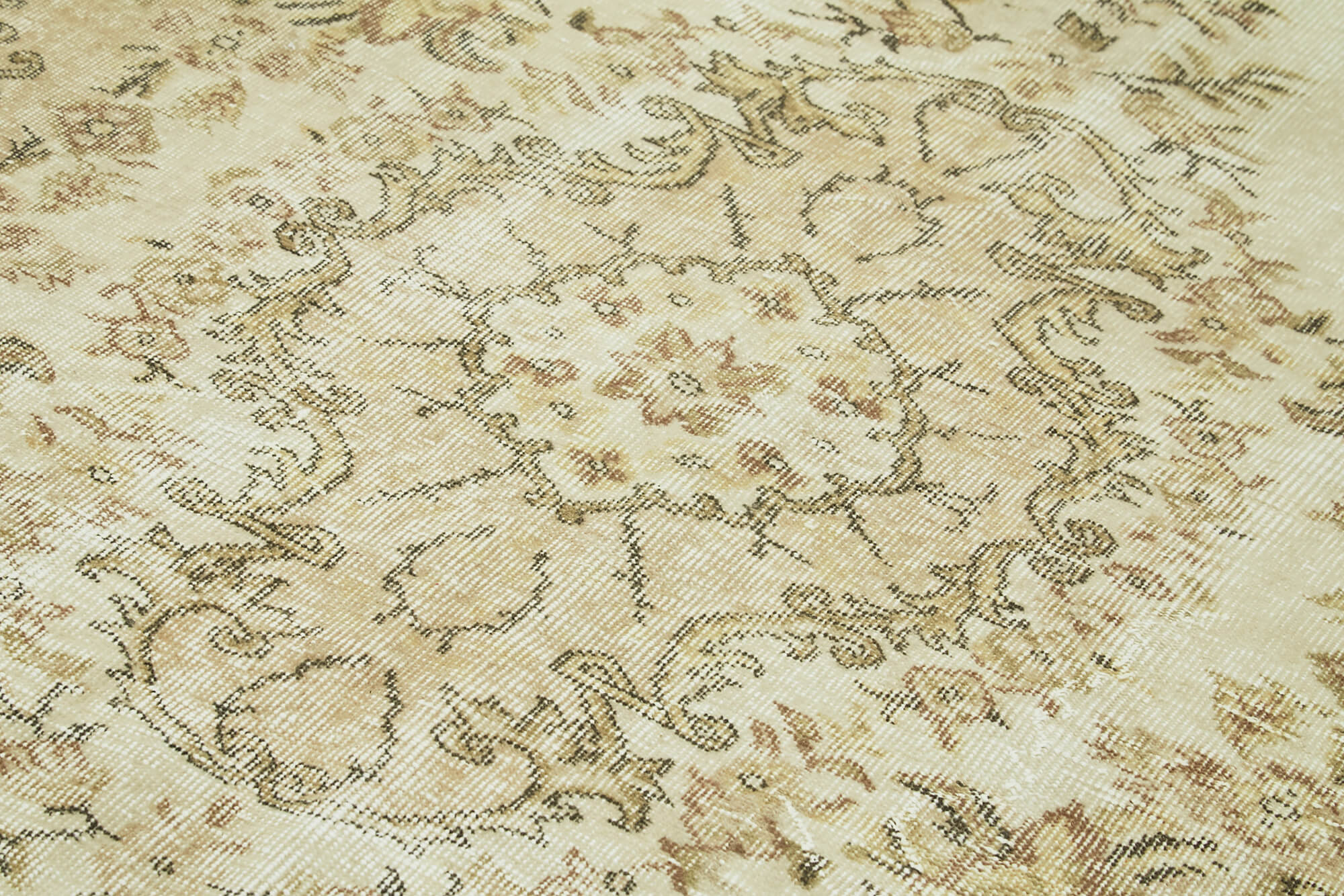 Handmade Vintage Area Rug – Beige Wool Rug, Soft Cotton Floor Carpet 5'5''x8'0''