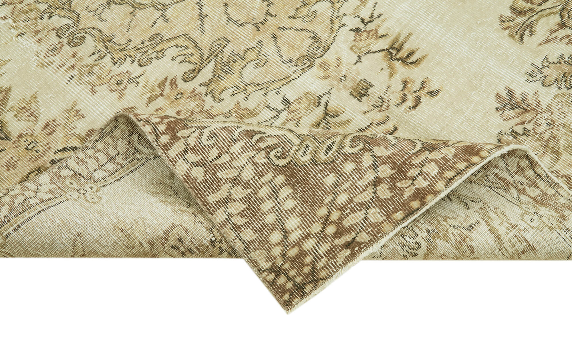 Handmade Vintage Area Rug – Beige Wool Rug, Soft Cotton Floor Carpet 5'5''x8'0''