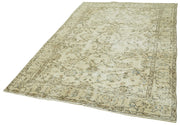 Vintage Cotton Wool Rug - Handmade Area Rug 4'11'' x 7'2'' | Beige Wool, Durable Natural Fiber