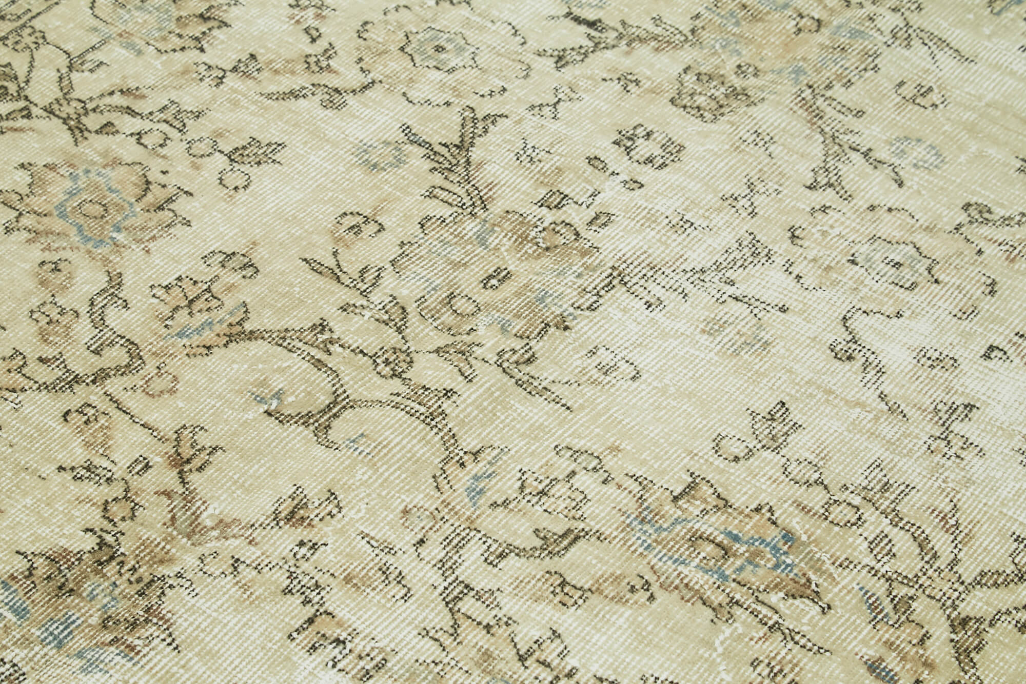 Vintage Cotton Wool Rug - Handmade Area Rug 4'11'' x 7'2'' | Beige Wool, Durable Natural Fiber