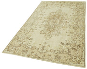 Handmade Wool Area Rug – Vintage Cotton Rug 4'5''x8'0'' Beige Turkish Carpet