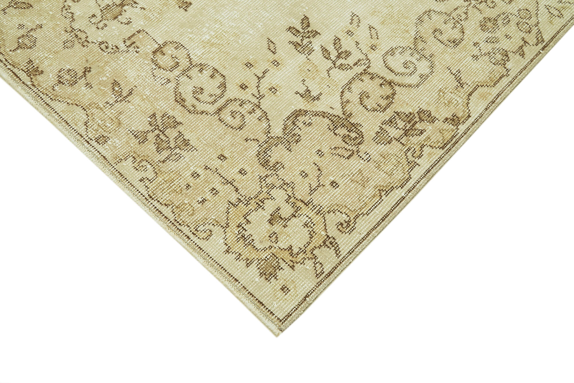 Handmade Wool Area Rug – Vintage Cotton Rug 4'5''x8'0'' Beige Turkish Carpet
