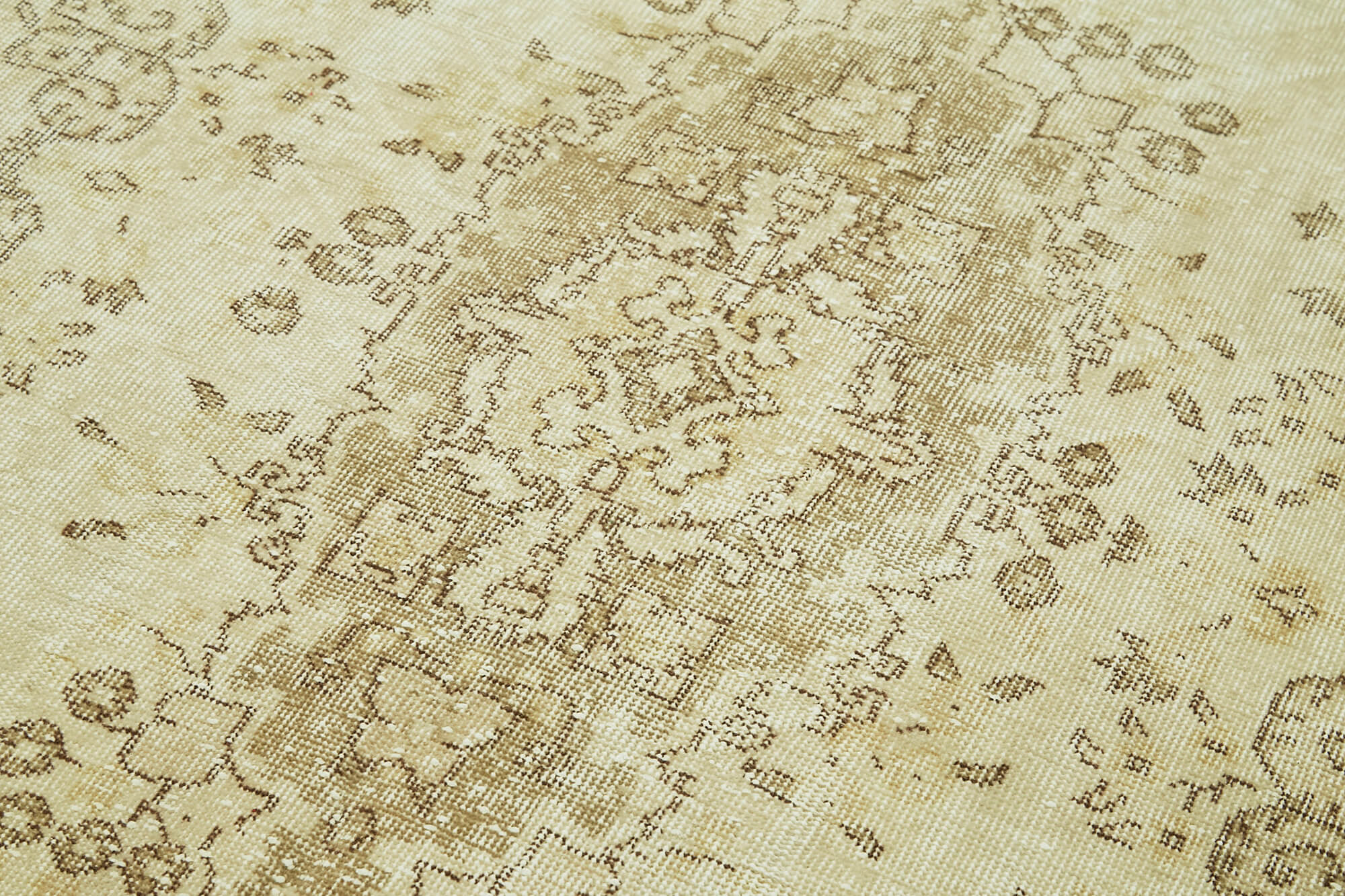 Handmade Wool Area Rug – Vintage Cotton Rug 4'5''x8'0'' Beige Turkish Carpet