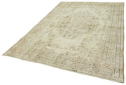 Vintage Cotton Wool Rug – Handmade Area Rug | Turkish Wool Carpet, Beige Vintage Carpet 5'11"x9'2"