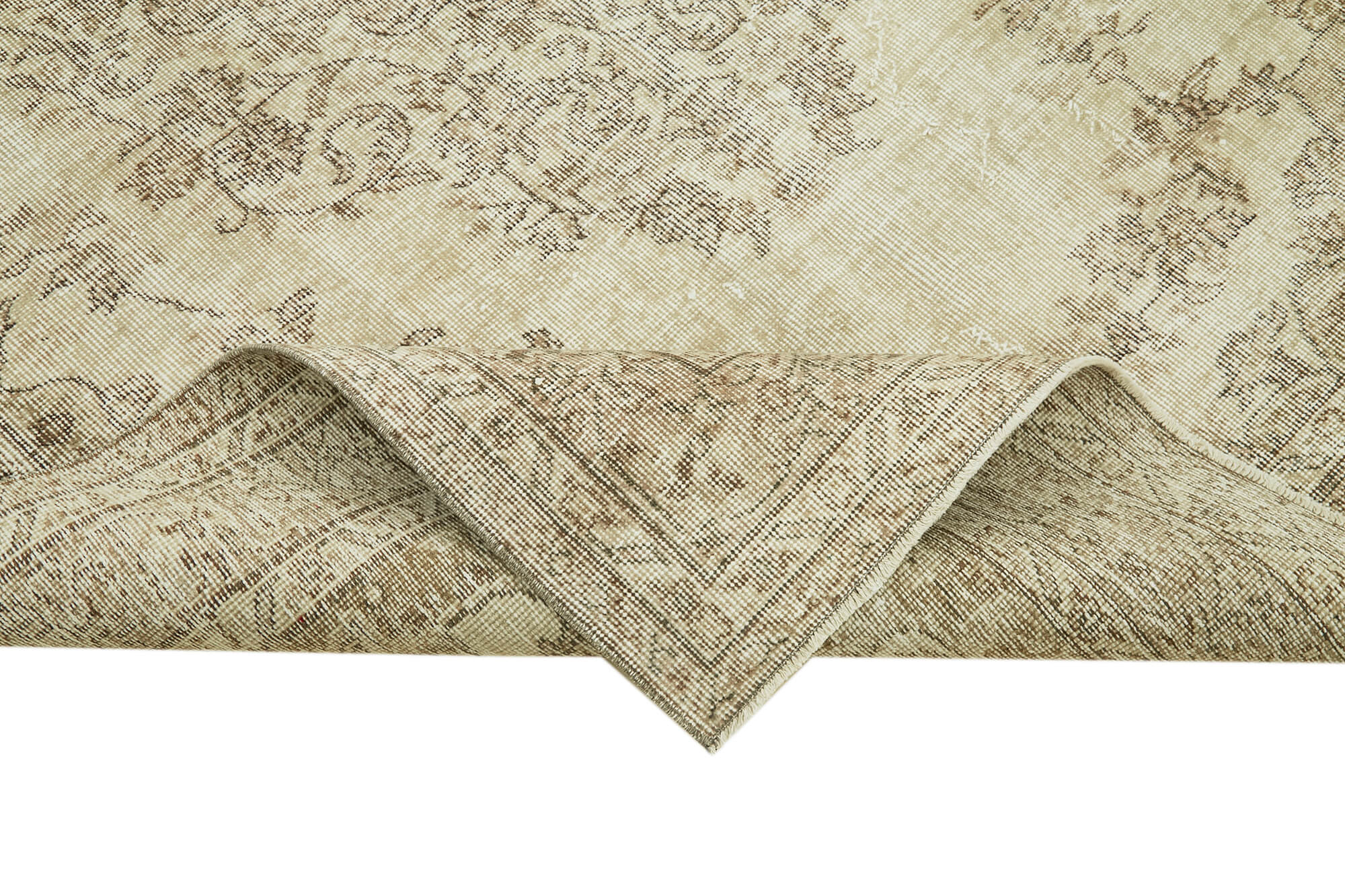 Vintage Cotton Wool Rug – Handmade Area Rug | Turkish Wool Carpet, Beige Vintage Carpet 5'11"x9'2"