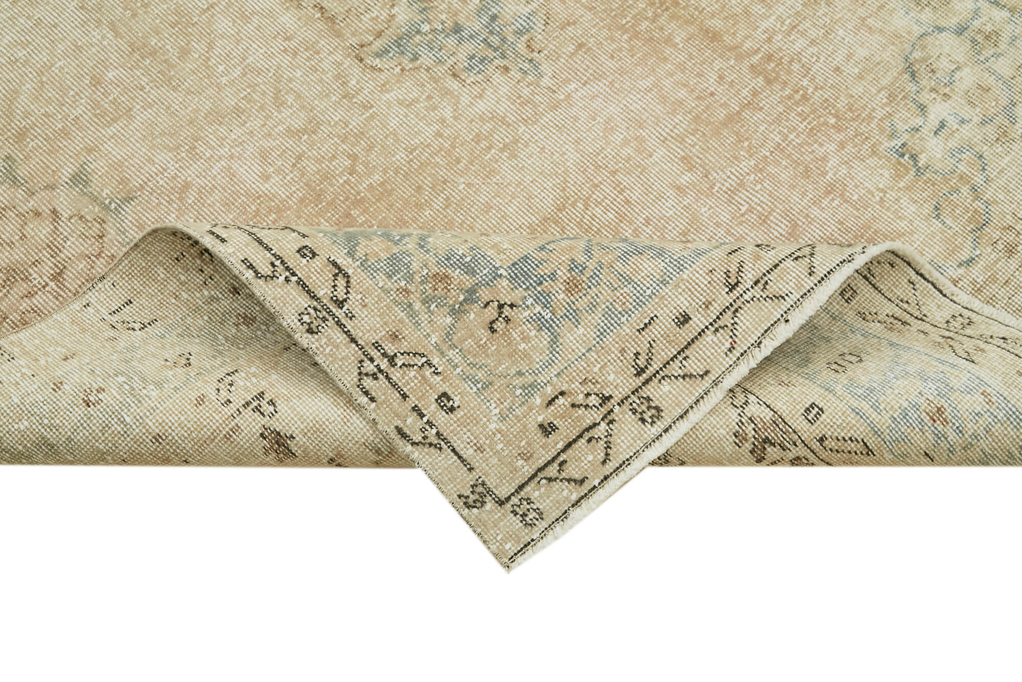 Handmade Wool Area Rug – Vintage Cotton Rug Beige 5'4''x9'3'' Durable Cotton Weave
