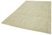 Vintage Cotton Wool Rug - Handmade Area Rug 6'0'' x 9'9'' Beige Turkish Wool Carpet