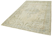 Handmade Wool Area Rug – Vintage Cotton Rug | Turkish Beige Wool Carpet 5'9''x9'3''