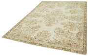 Vintage Wool Area Rug – Hand Woven Rug | Neutral Beige Cotton Wool Carpet 6'4''x9'3''