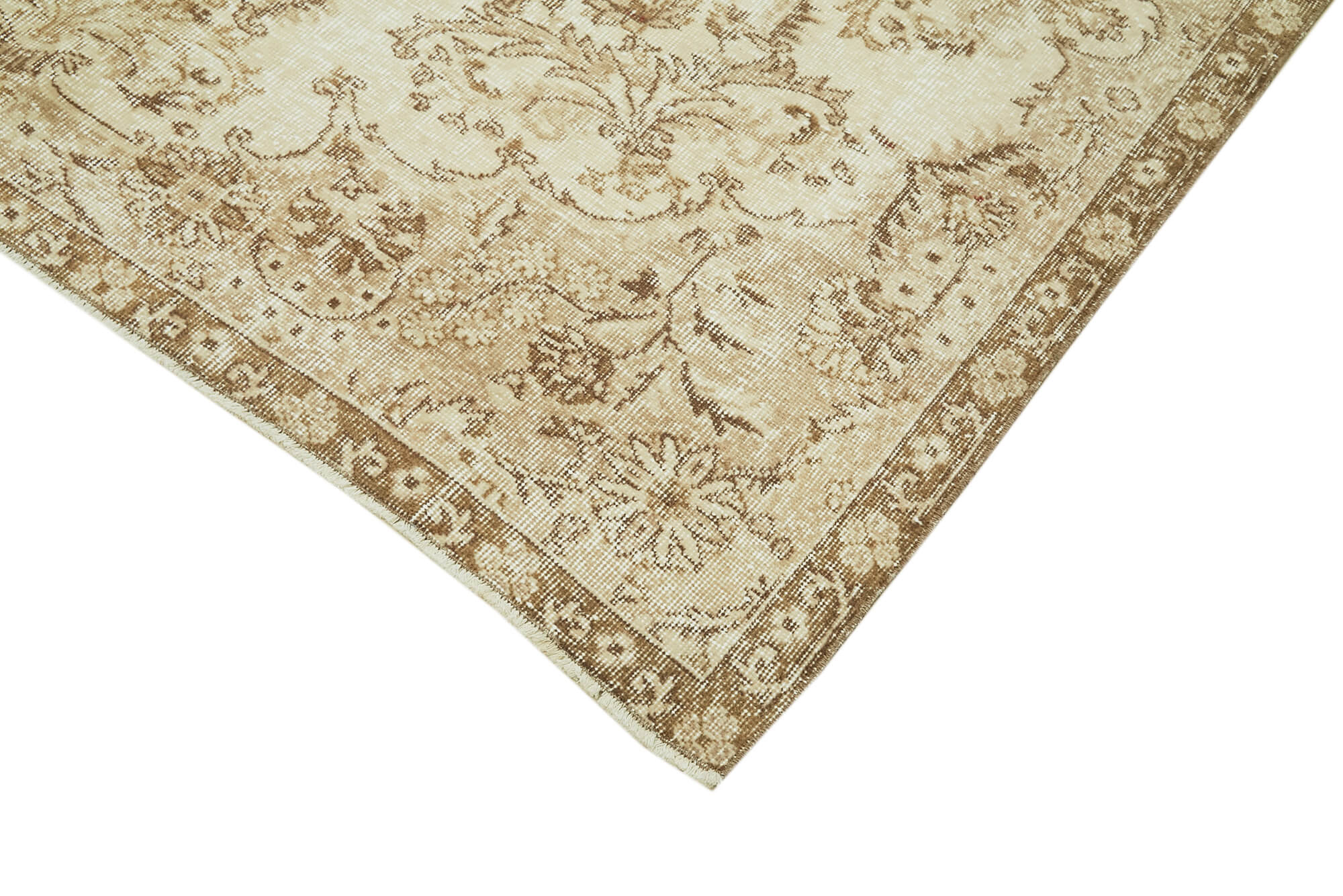 Vintage Wool Area Rug – Hand Woven Rug | Neutral Beige Cotton Wool Carpet 6'4''x9'3''