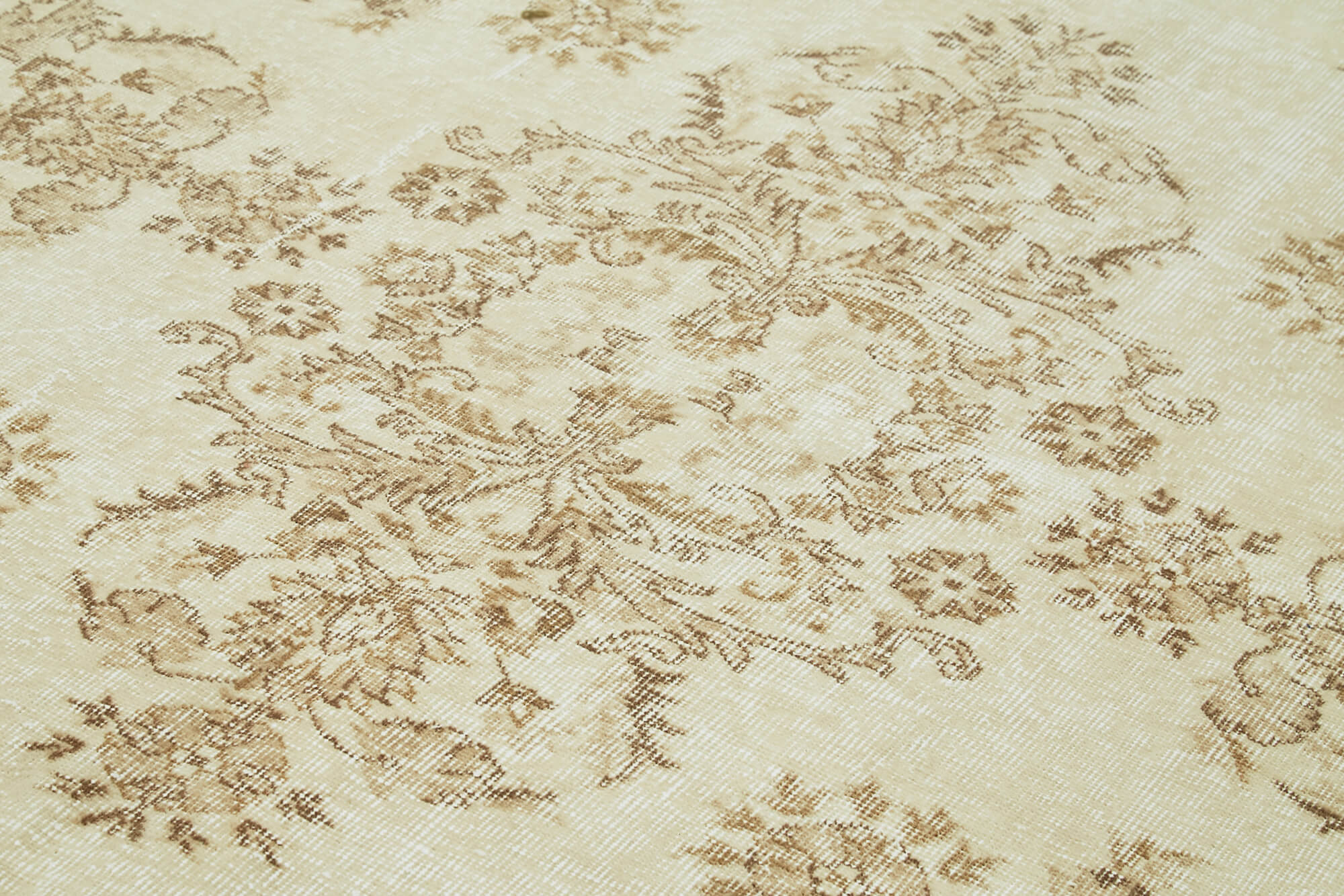 Vintage Wool Area Rug – Hand Woven Rug | Neutral Beige Cotton Wool Carpet 6'4''x9'3''