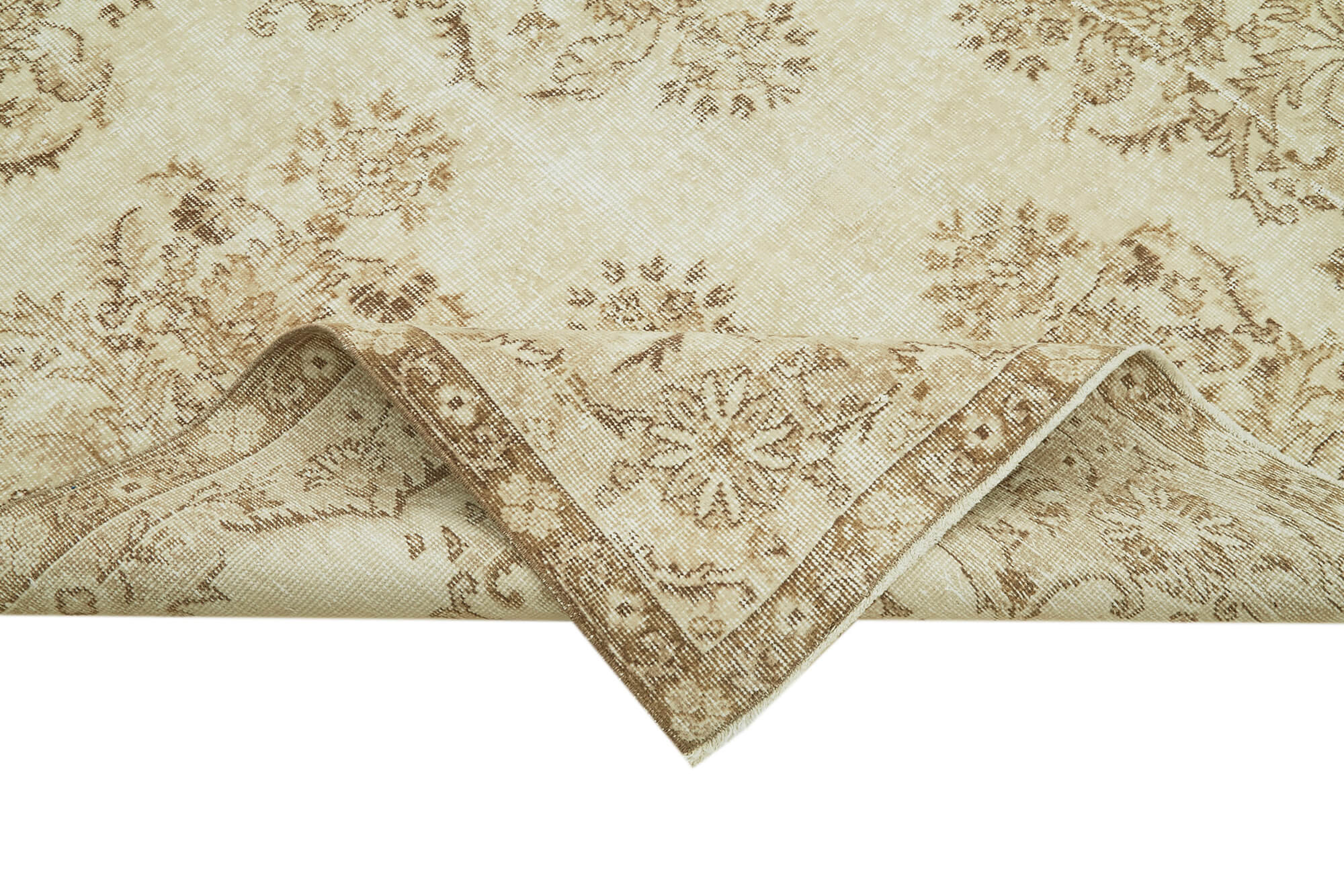 Vintage Wool Area Rug – Hand Woven Rug | Neutral Beige Cotton Wool Carpet 6'4''x9'3''