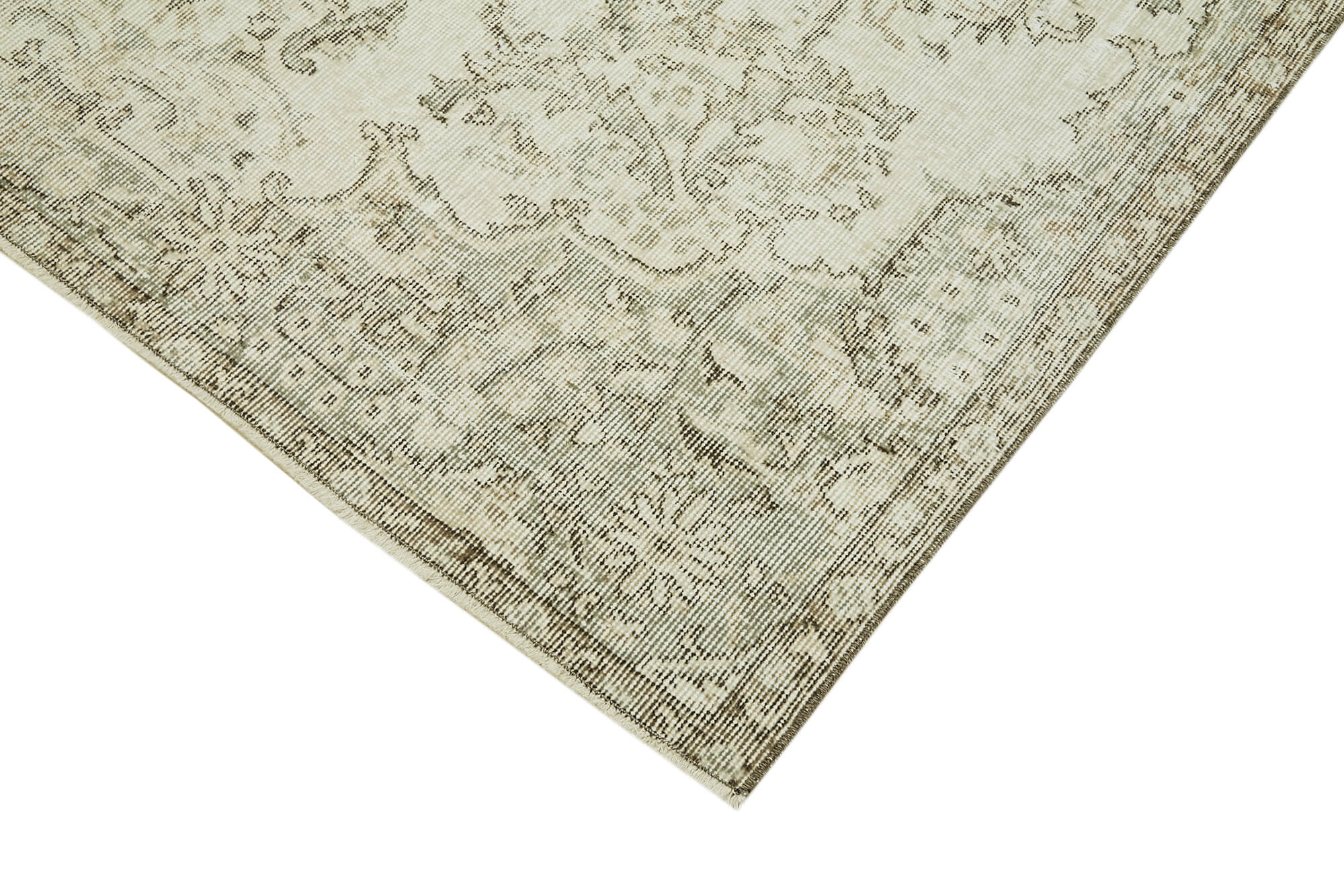 Handmade Vintage Area Rug – Beige Wool & Cotton Rug 5'7" x 9'1" Rustic Style