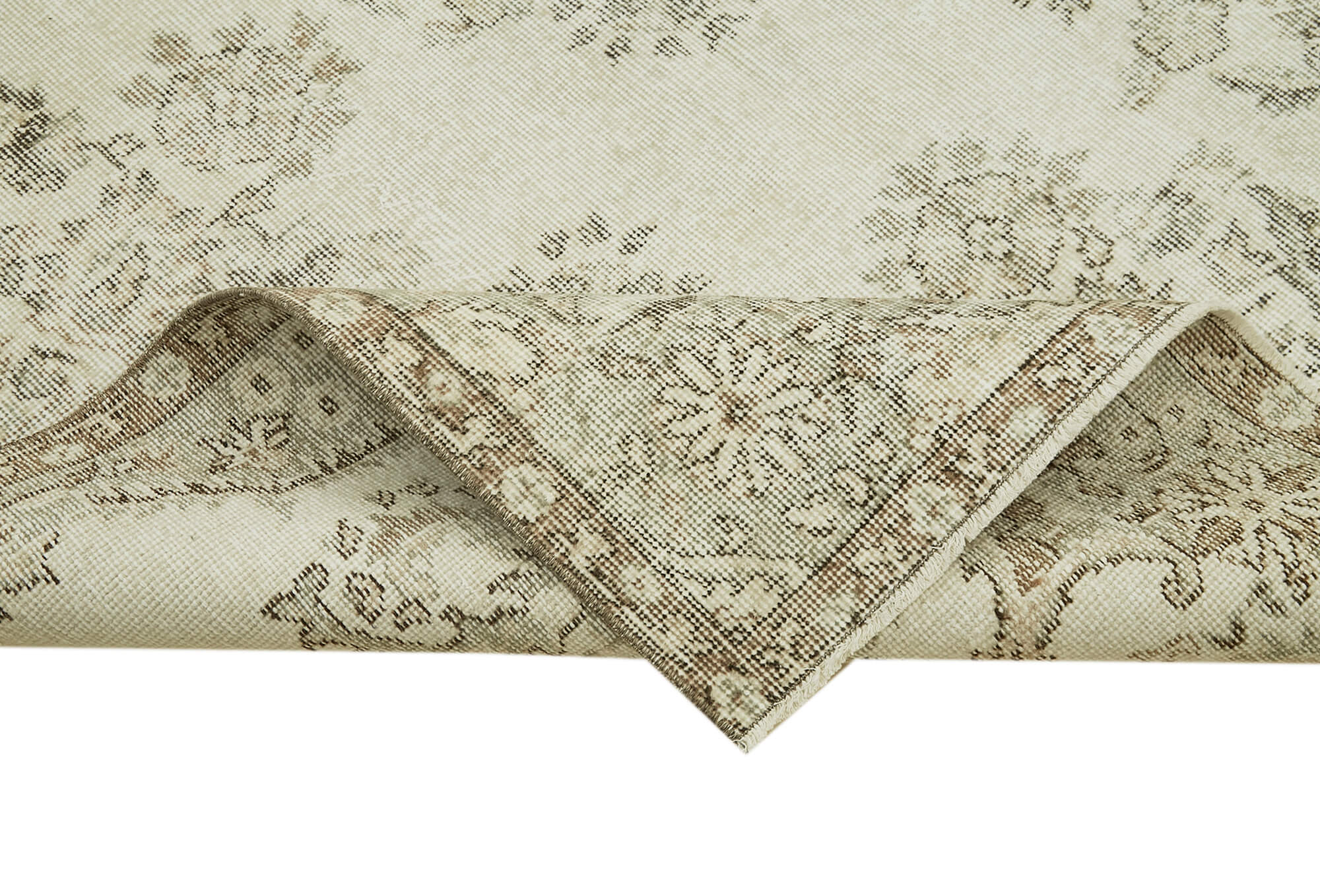 Handmade Vintage Area Rug – Beige Wool & Cotton Rug 5'7" x 9'1" Rustic Style