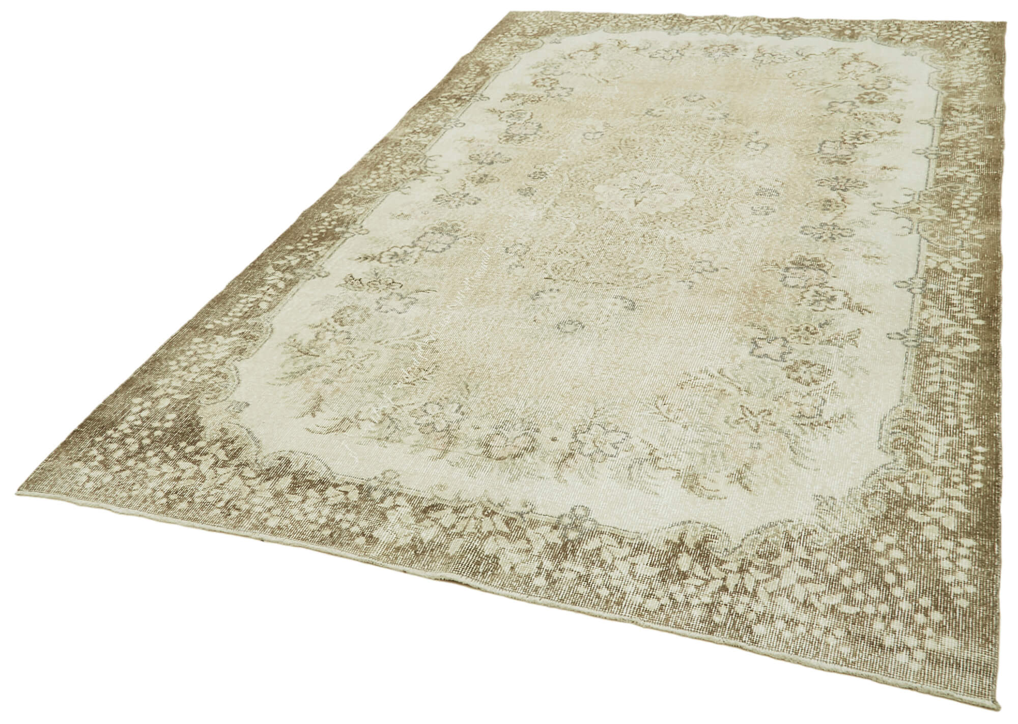Handmade Wool Area Rug – Vintage Cotton Rug Beige 5'9'' x 9'7'' Soft Durable