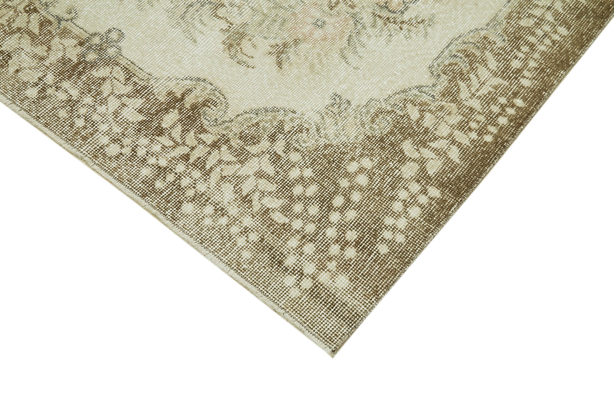 Handmade Wool Area Rug – Vintage Cotton Rug Beige 5'9'' x 9'7'' Soft Durable