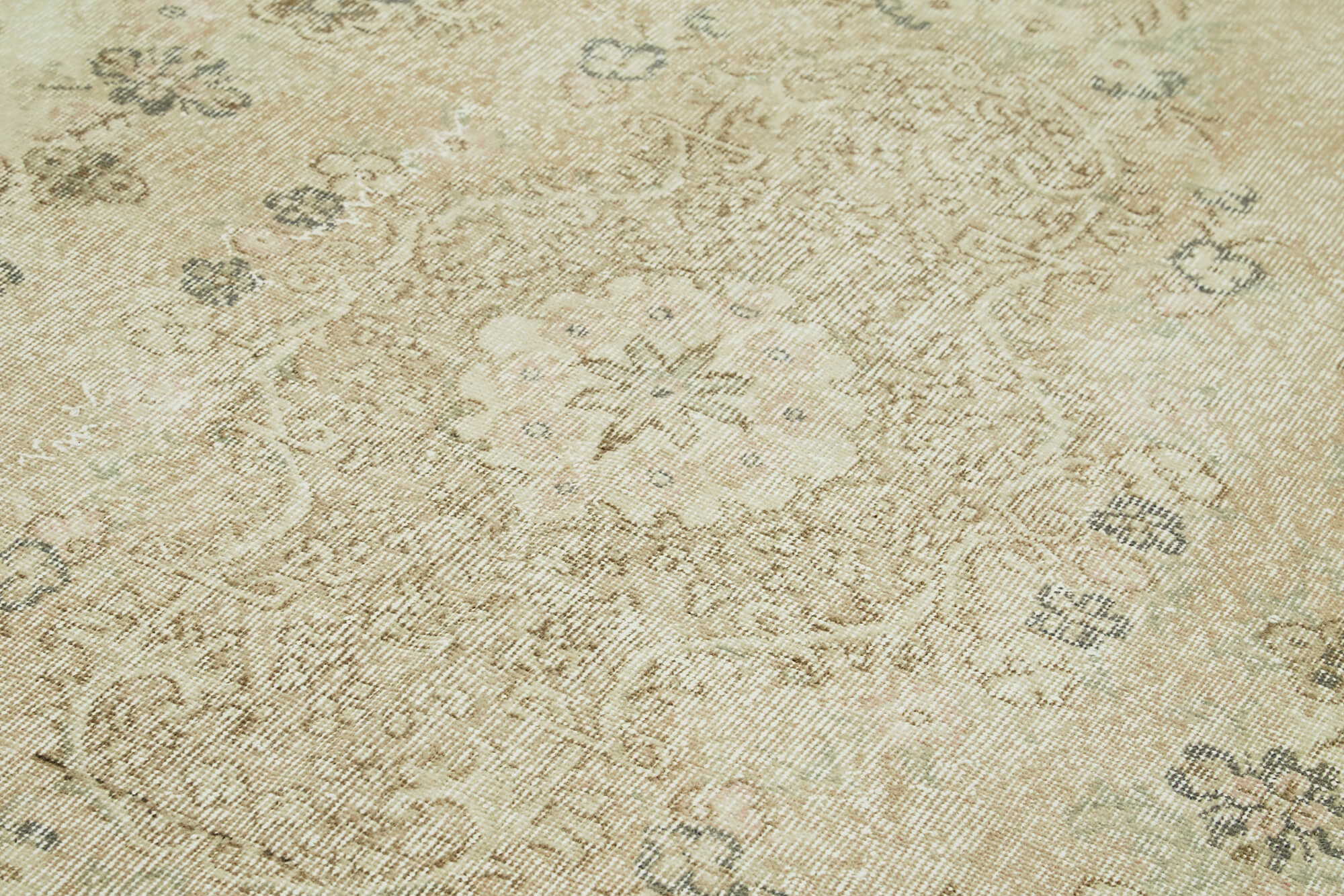Handmade Wool Area Rug – Vintage Cotton Rug Beige 5'9'' x 9'7'' Soft Durable