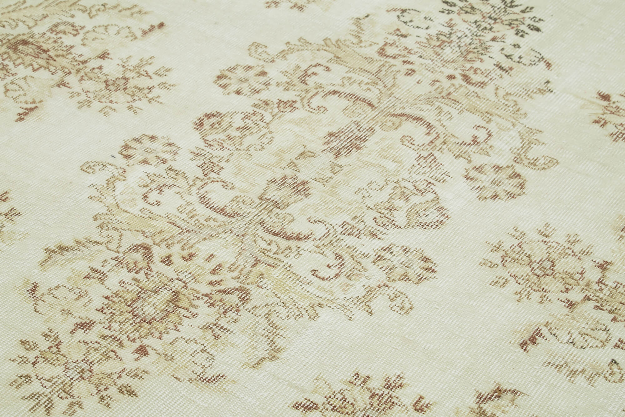 Handmade Wool Area Rug – Vintage Cotton Rug Beige 6'x9'4'' Soft Natural Fiber