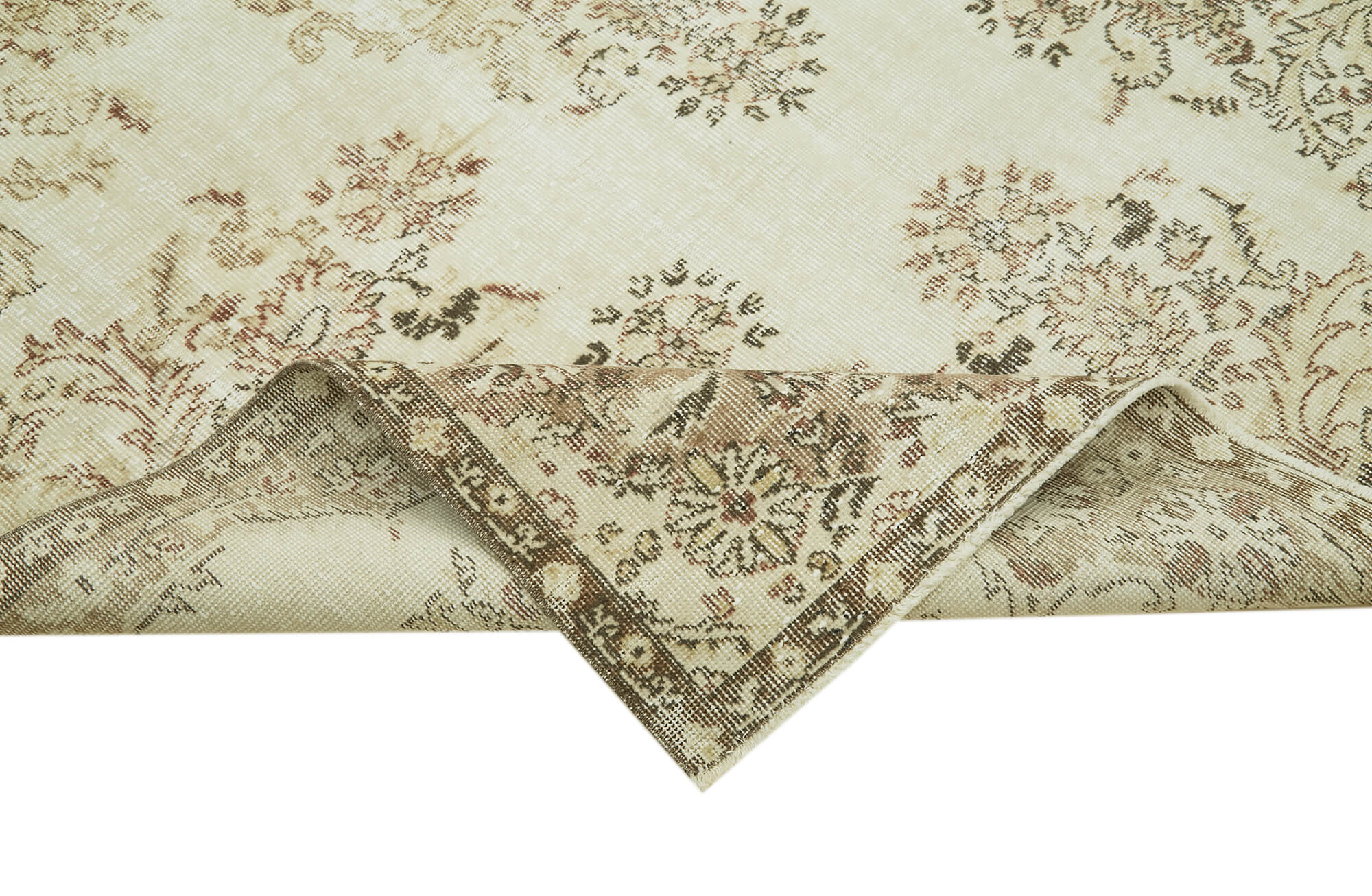 Handmade Wool Area Rug – Vintage Cotton Rug Beige 6'x9'4'' Soft Natural Fiber