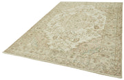 Handmade Vintage Area Rug – Neutral Beige Wool & Cotton, Turkish Hand Knotted 6'4''x9'5''