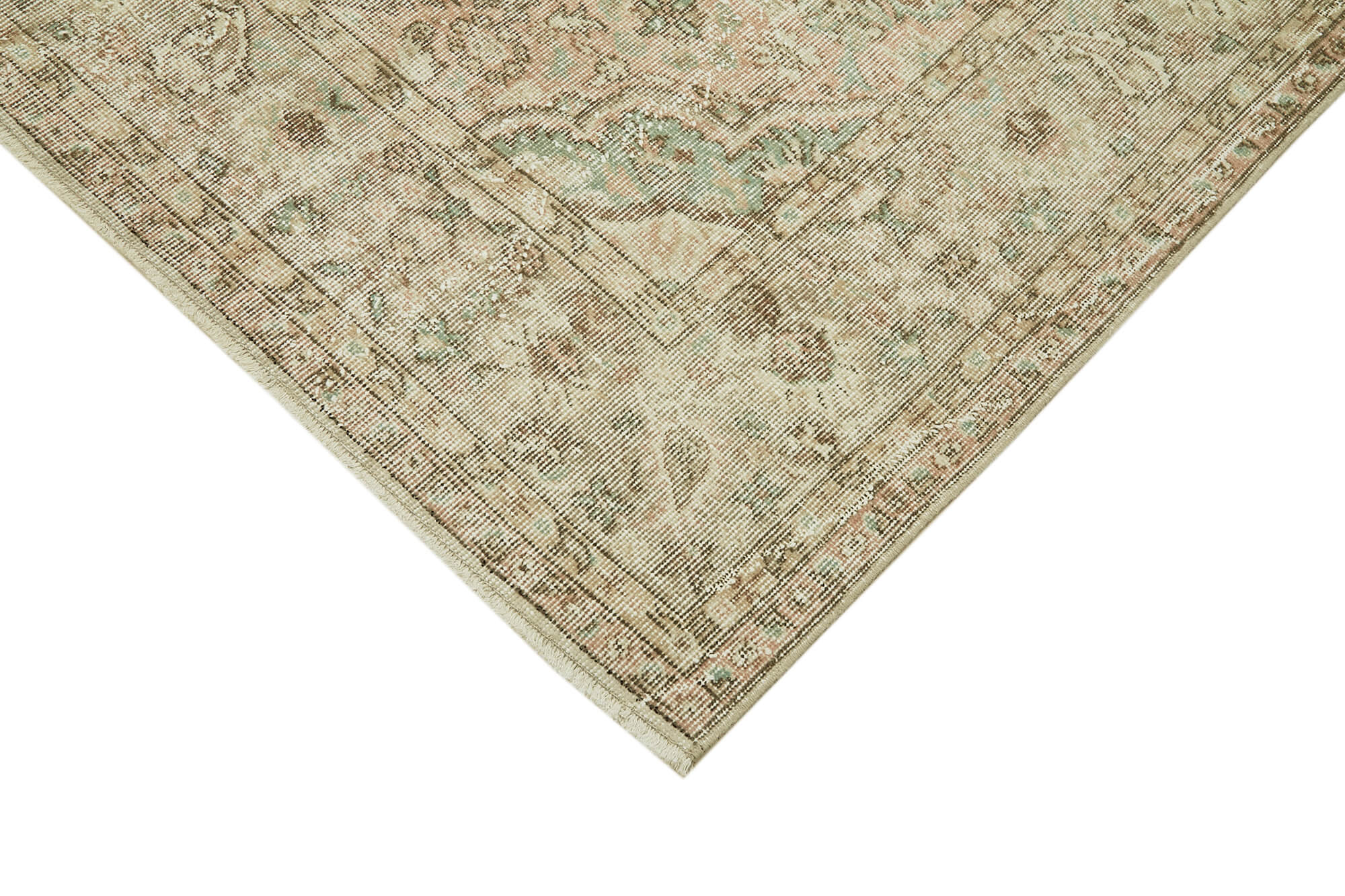 Handmade Vintage Area Rug – Neutral Beige Wool & Cotton, Turkish Hand Knotted 6'4''x9'5''