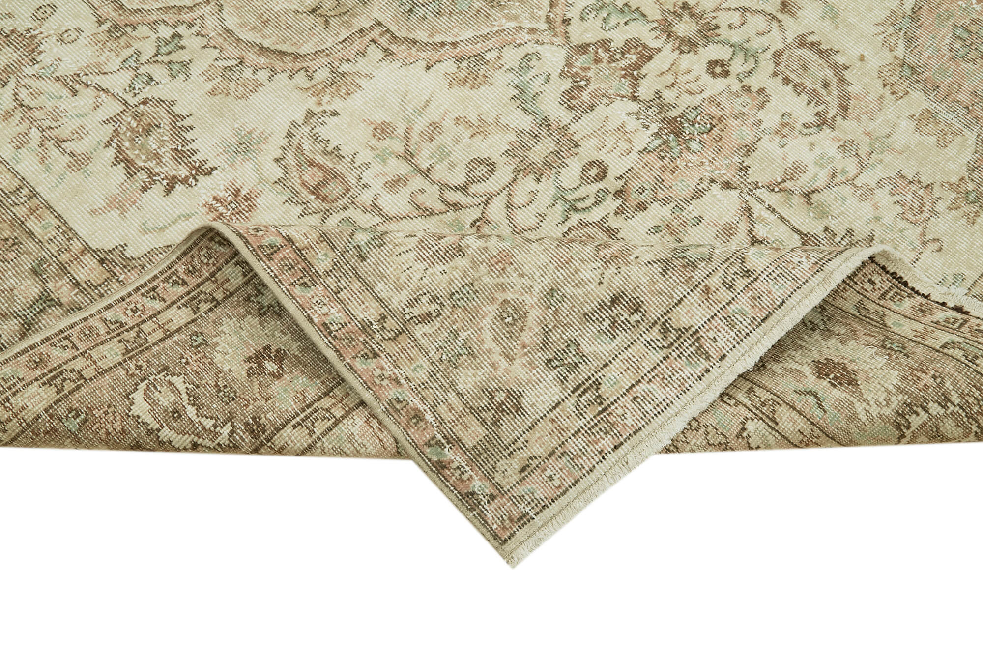 Handmade Vintage Area Rug – Neutral Beige Wool & Cotton, Turkish Hand Knotted 6'4''x9'5''