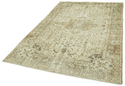 Handmade Wool Area Rug – Vintage Cotton Rug Beige 5'9'' x 9'5'' Bohemian Style