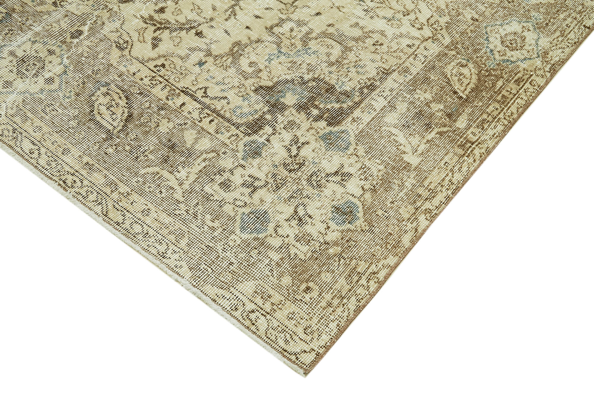 Handmade Wool Area Rug – Vintage Cotton Rug Beige 5'9'' x 9'5'' Bohemian Style