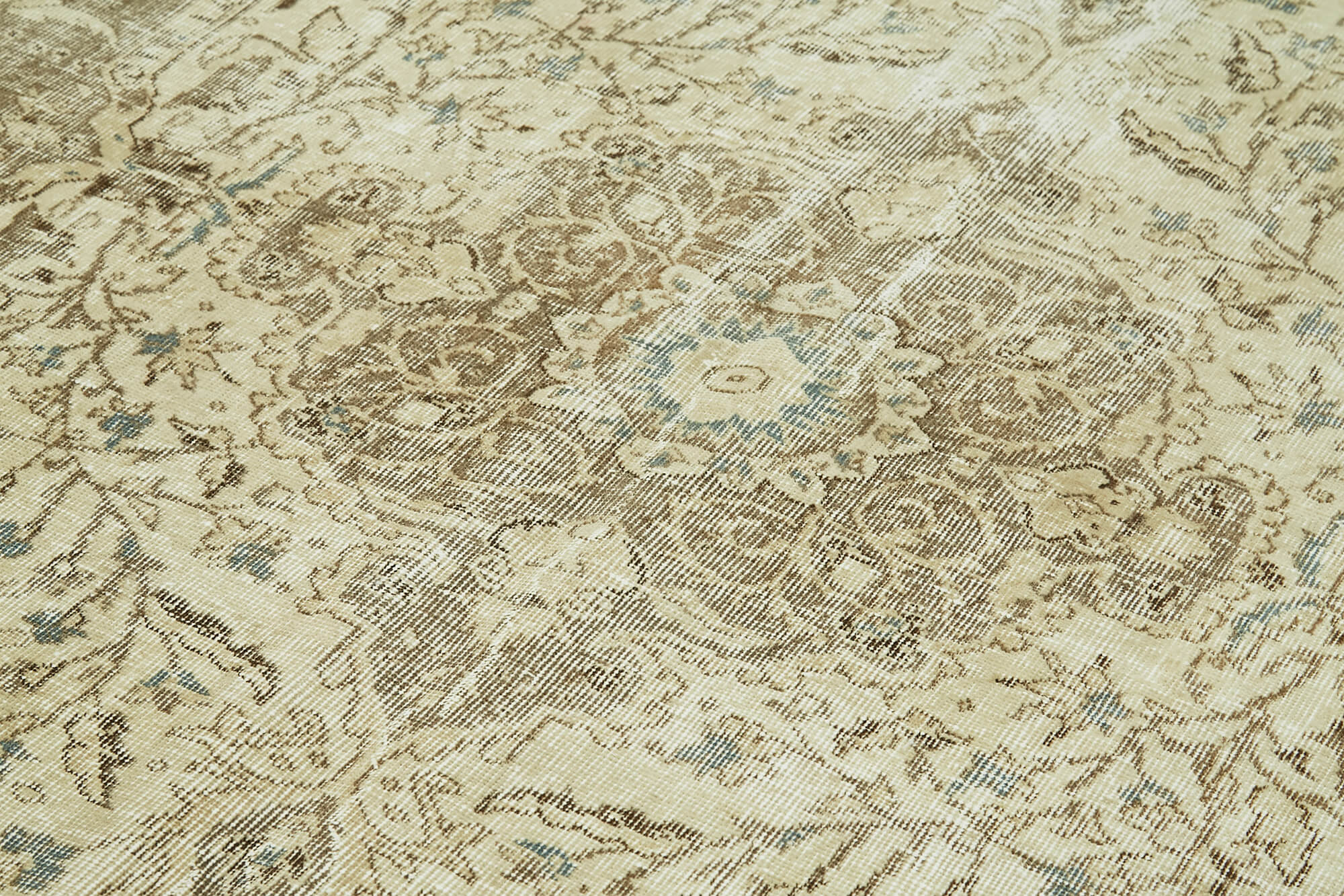 Handmade Wool Area Rug – Vintage Cotton Rug Beige 5'9'' x 9'5'' Bohemian Style