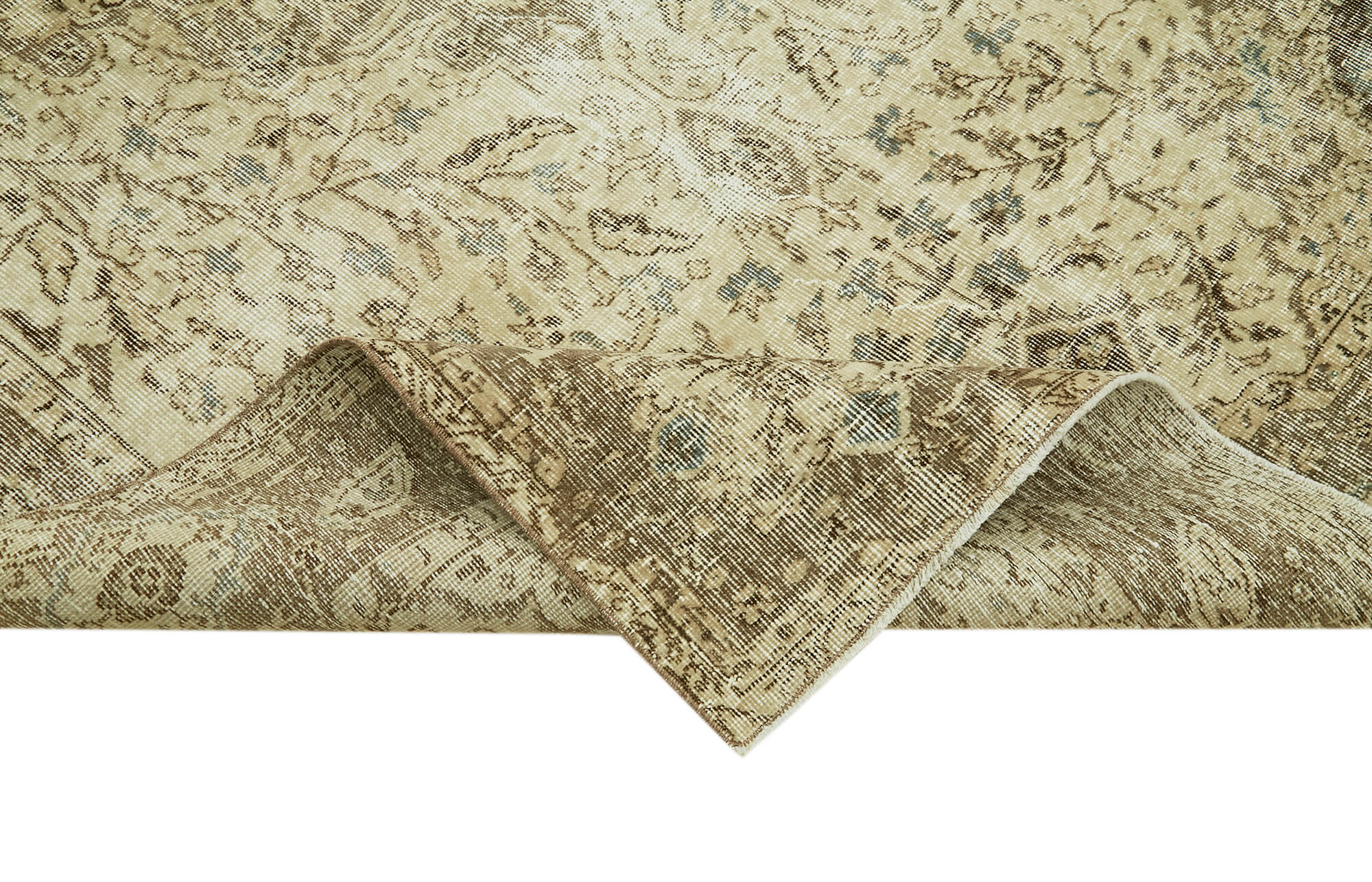 Handmade Wool Area Rug – Vintage Cotton Rug Beige 5'9'' x 9'5'' Bohemian Style