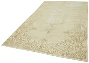 Handmade Wool Area Rug – Vintage Cotton Rug | Beige Neutral Tone 5'7''x9'6''