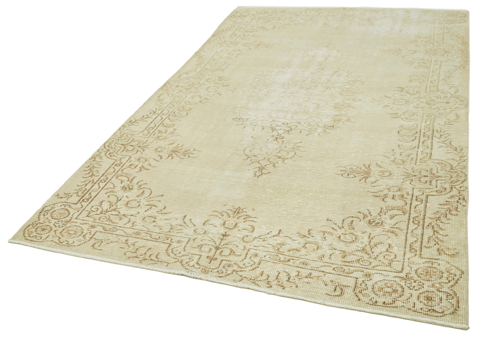 Handmade Wool Area Rug – Vintage Cotton Rug | Beige Neutral Tone 5'7''x9'6''