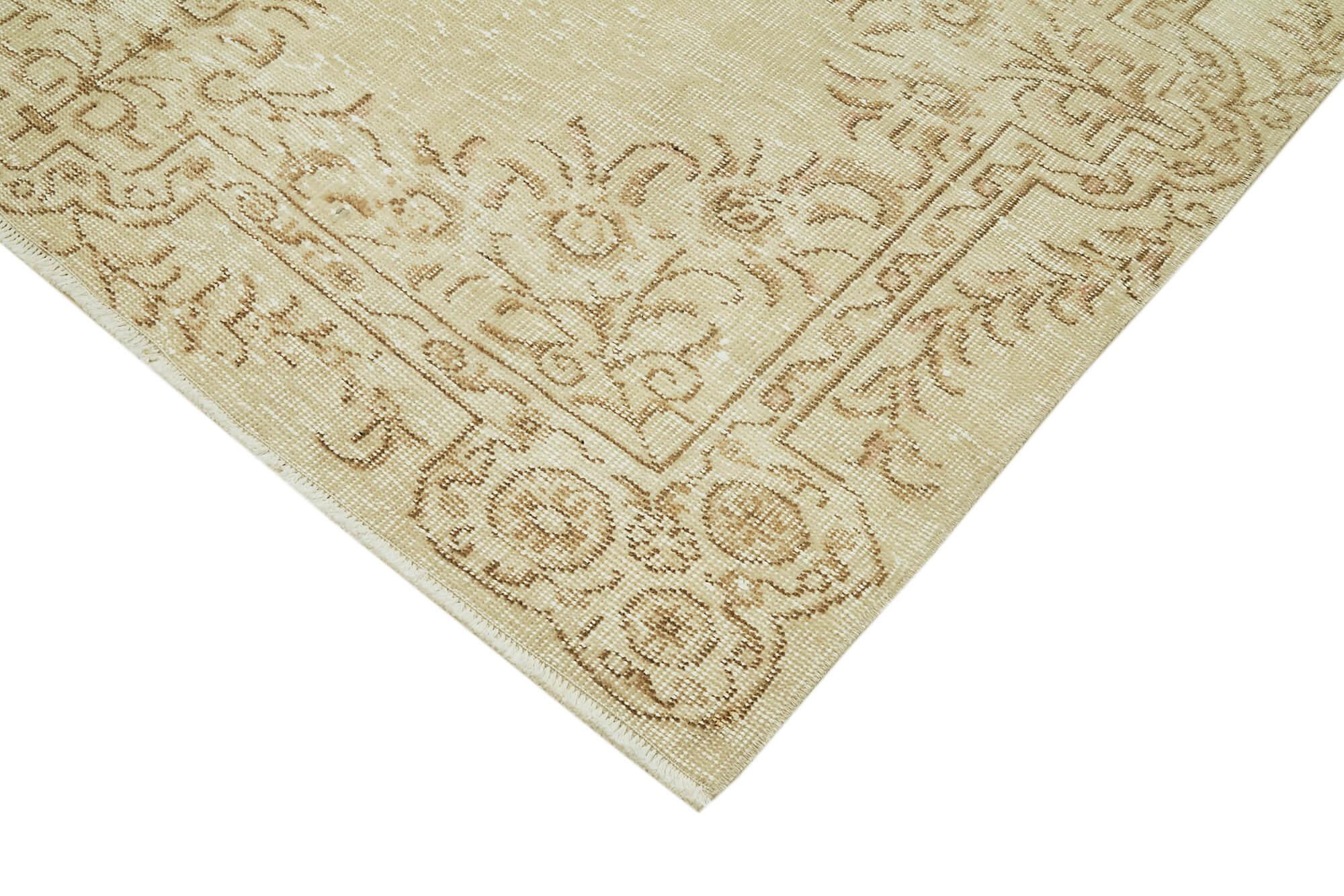 Handmade Wool Area Rug – Vintage Cotton Rug | Beige Neutral Tone 5'7''x9'6''