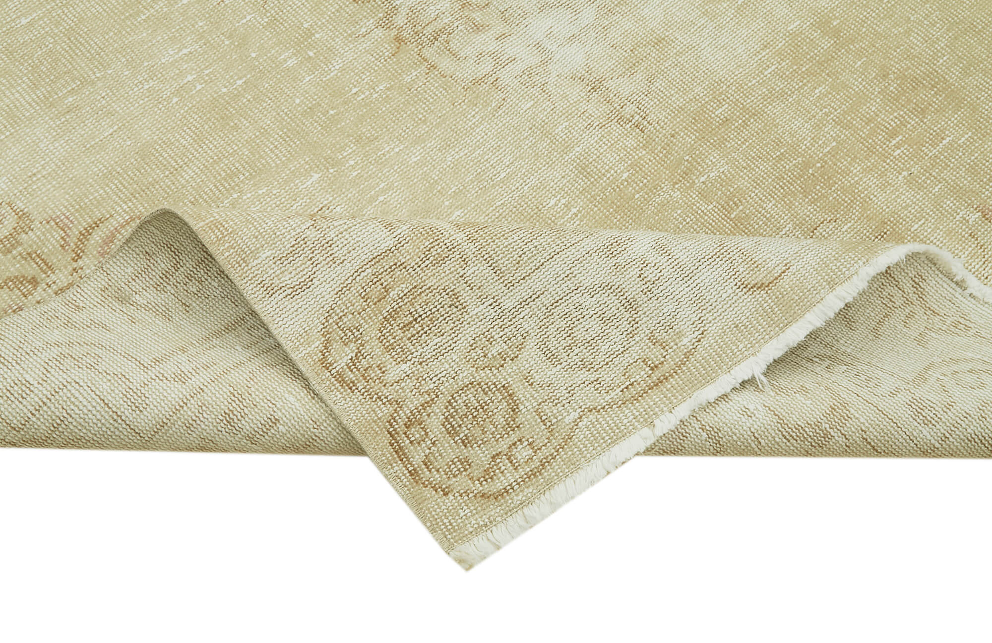 Handmade Wool Area Rug – Vintage Cotton Rug | Beige Neutral Tone 5'7''x9'6''