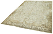 Handmade Vintage Area Rug – Beige Wool Carpet, Turkish Hand Knotted, 6'3'' x 9'1''