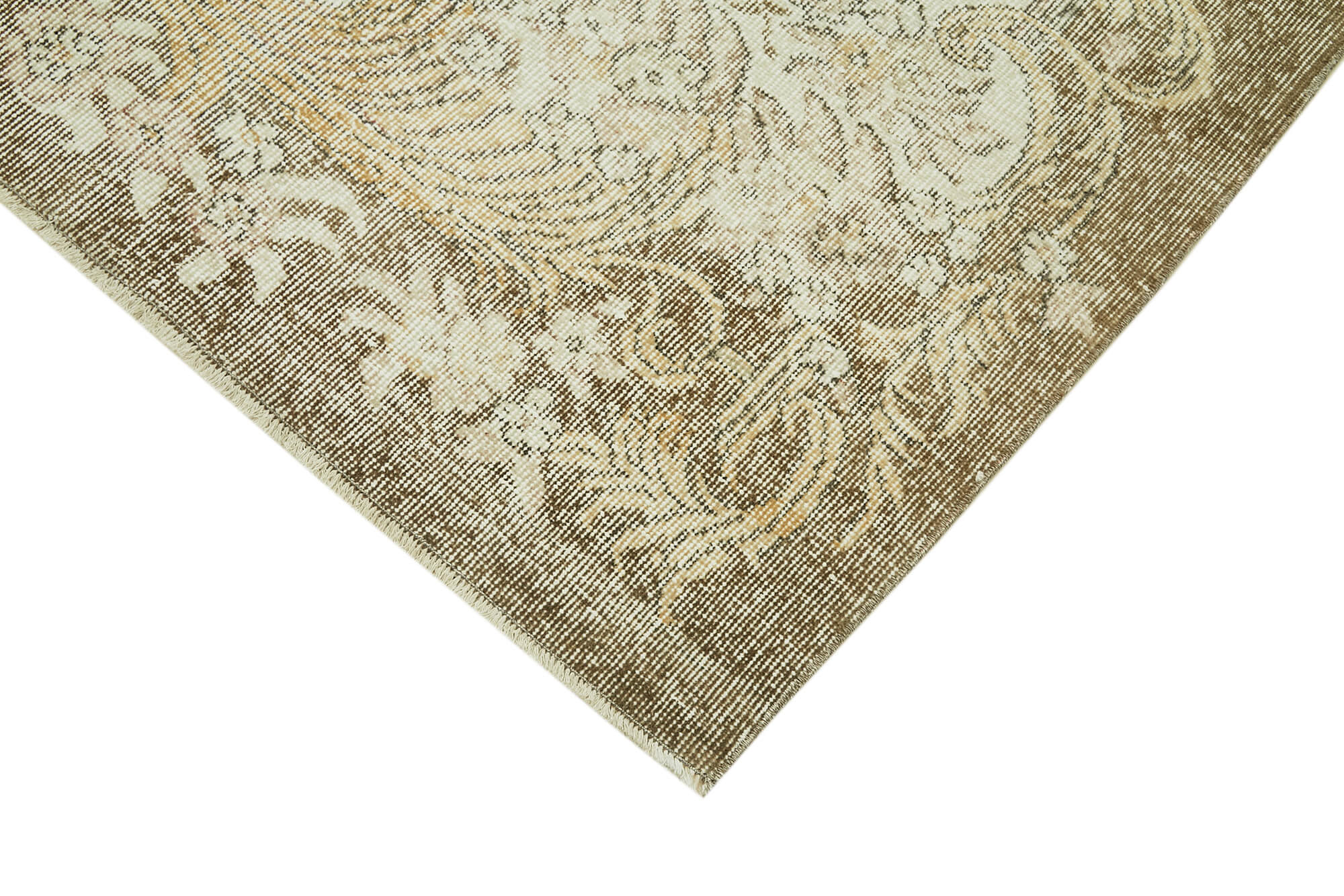 Handmade Vintage Area Rug – Beige Wool Carpet, Turkish Hand Knotted, 6'3'' x 9'1''