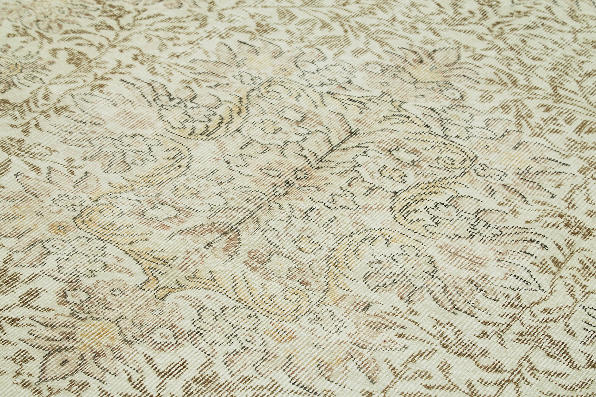 Handmade Vintage Area Rug – Beige Wool Carpet, Turkish Hand Knotted, 6'3'' x 9'1''