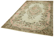 Vintage Cotton Wool Rug – Handmade Area Rug 5'5'' x 9'4'' Beige Wool Carpet
