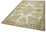 Vintage Handmade Area Rug – Beige Cotton Wool Carpet | Hand Woven Turkish Vintage Carpet 5'3''x8'4''