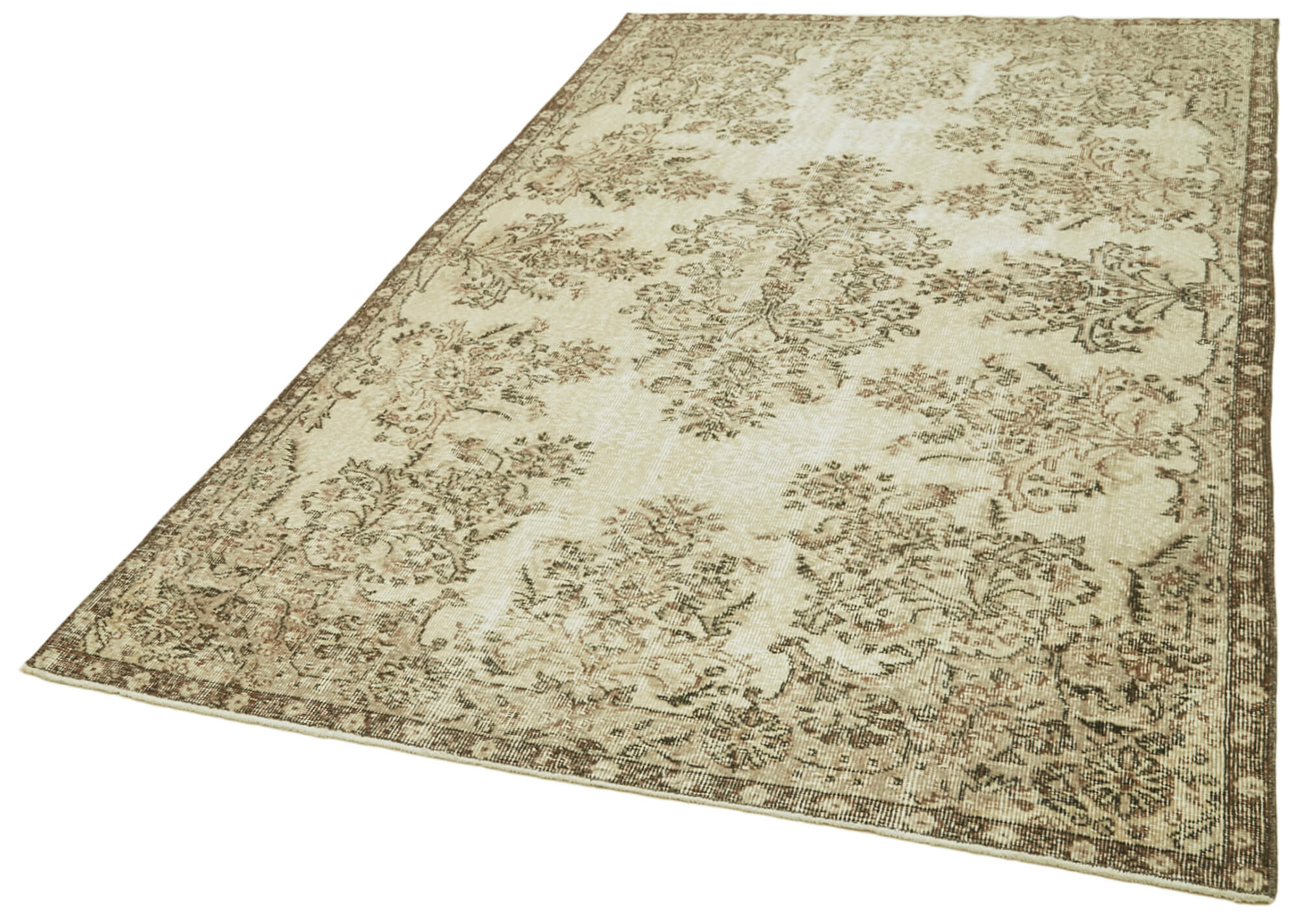 Vintage Handmade Area Rug – Beige Cotton Wool Carpet | Hand Woven Turkish Vintage Carpet 5'3''x8'4''