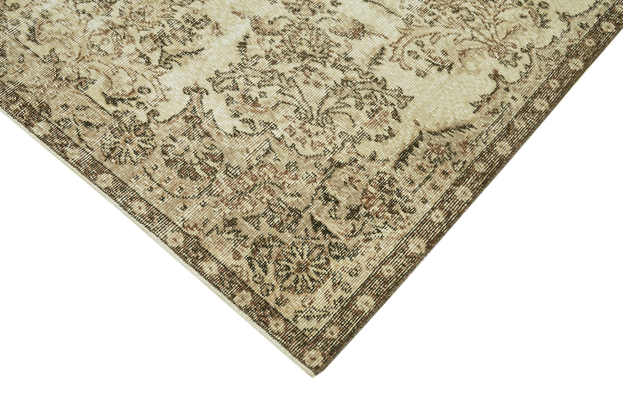 Vintage Handmade Area Rug – Beige Cotton Wool Carpet | Hand Woven Turkish Vintage Carpet 5'3''x8'4''