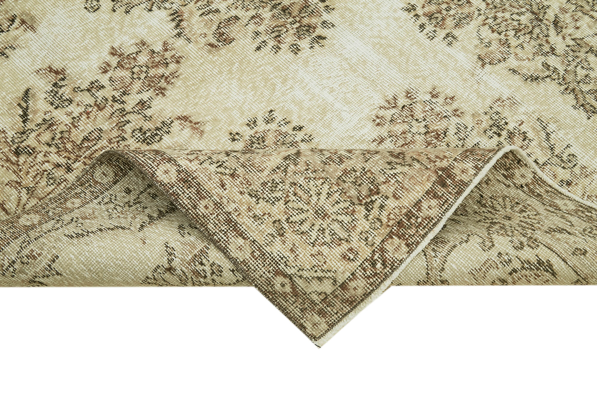 Vintage Handmade Area Rug – Beige Cotton Wool Carpet | Hand Woven Turkish Vintage Carpet 5'3''x8'4''