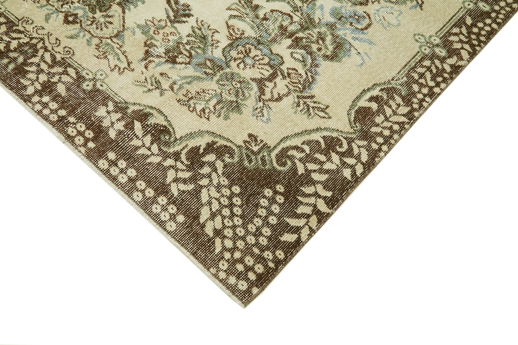 Handmade Wool Area Rug - Vintage Cotton Rug Beige 5'7'' x 9'5'' Durable Cotton Weave