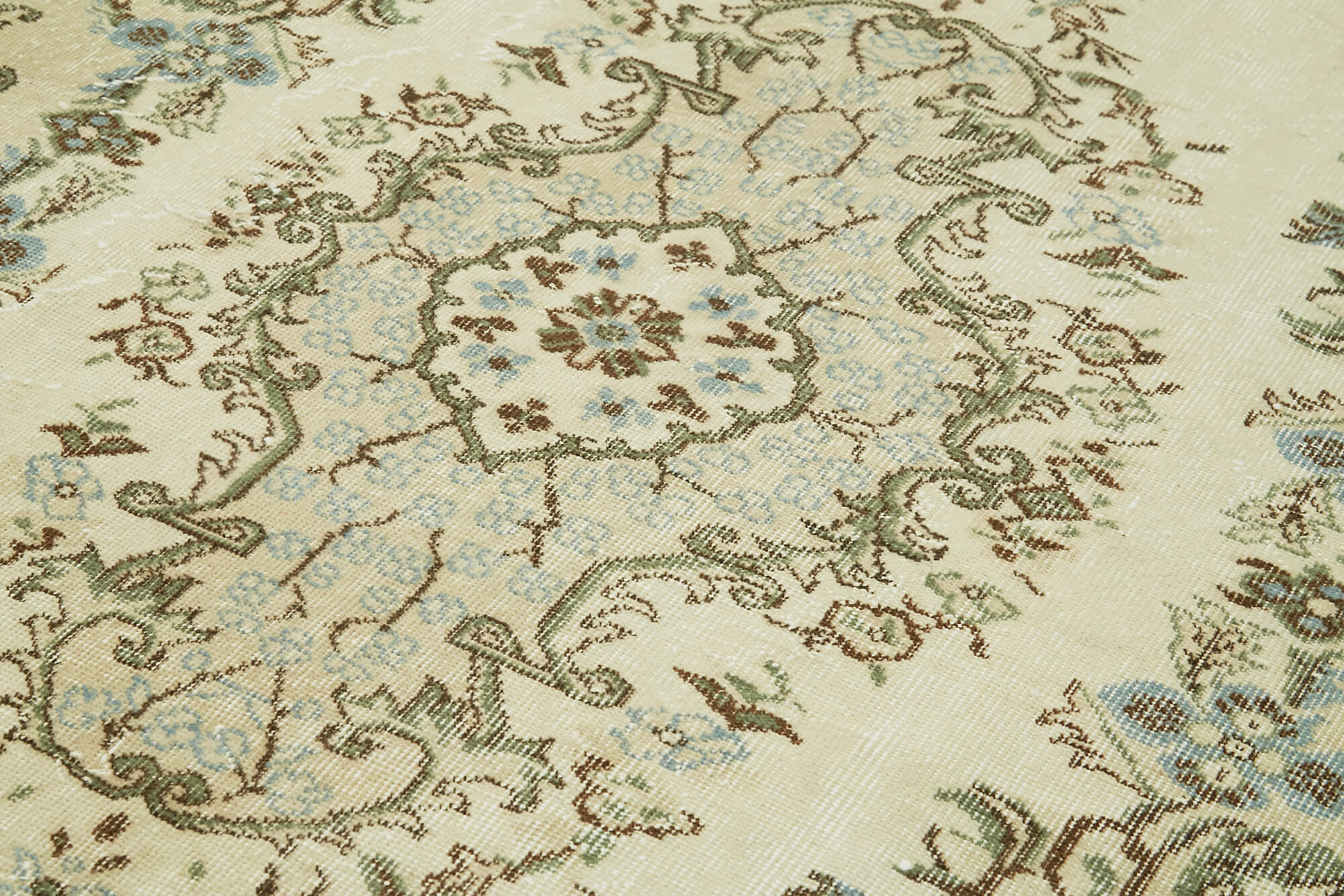 Handmade Wool Area Rug - Vintage Cotton Rug Beige 5'7'' x 9'5'' Durable Cotton Weave